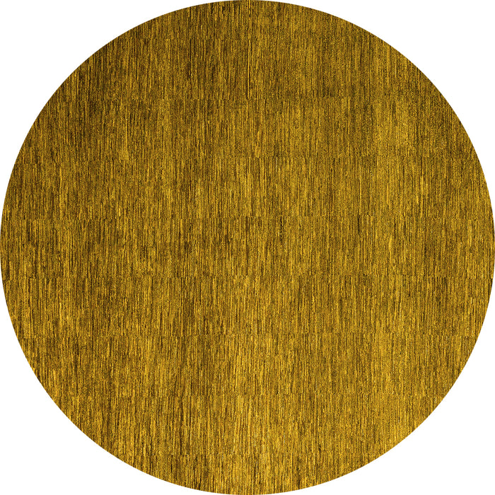 Round Machine Washable Abstract Yellow Modern Rug, wshabs5567yw