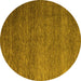 Round Machine Washable Abstract Yellow Modern Rug, wshabs5567yw