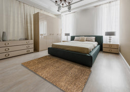 Abstract Bronze Brown Modern Rug in a Bedroom, abs5567