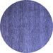 Round Abstract Blue Modern Rug, abs5567blu