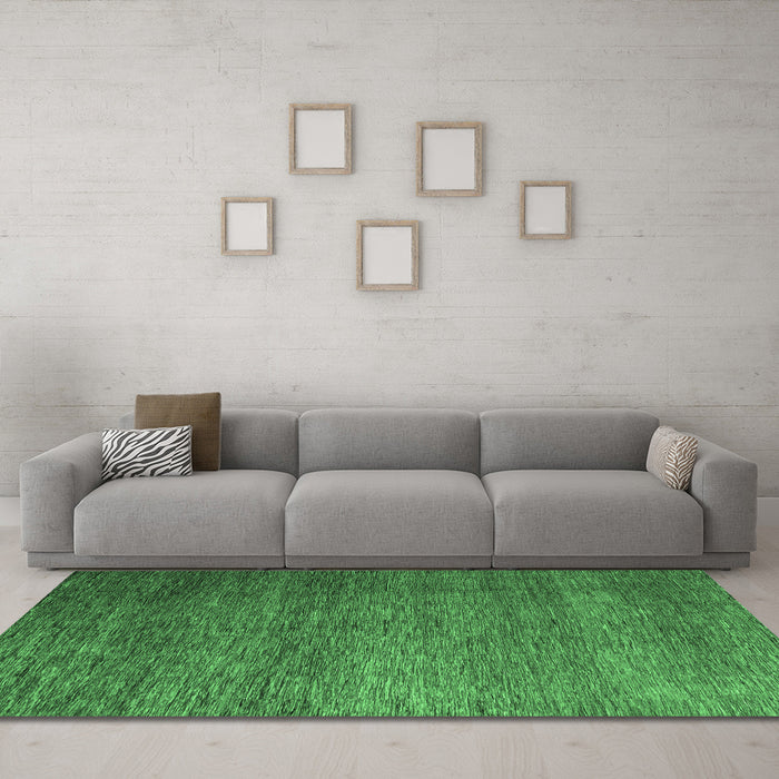 Machine Washable Abstract Emerald Green Modern Area Rugs in a Living Room,, wshabs5567emgrn