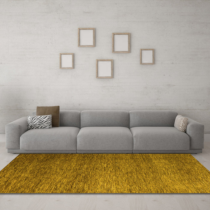 Machine Washable Abstract Yellow Modern Rug in a Living Room, wshabs5567yw