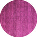 Round Machine Washable Abstract Pink Modern Rug, wshabs5567pnk