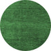 Round Abstract Emerald Green Modern Rug, abs5568emgrn