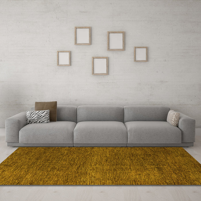 Machine Washable Abstract Yellow Modern Rug in a Living Room, wshabs5568yw