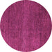 Round Machine Washable Abstract Pink Modern Rug, wshabs5568pnk