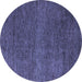 Round Abstract Blue Modern Rug, abs5568blu