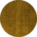 Round Abstract Yellow Modern Rug, abs5568yw