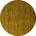 Round Machine Washable Abstract Yellow Modern Rug, wshabs5569yw