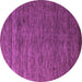 Round Machine Washable Abstract Purple Modern Area Rugs, wshabs5569pur