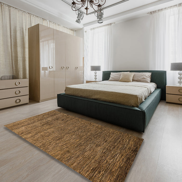 Abstract Light Brown Modern Rug in a Bedroom, abs5569