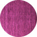 Round Machine Washable Abstract Pink Modern Rug, wshabs5569pnk