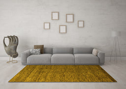 Machine Washable Abstract Yellow Modern Rug in a Living Room, wshabs5569yw