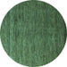 Round Abstract Turquoise Modern Rug, abs5569turq