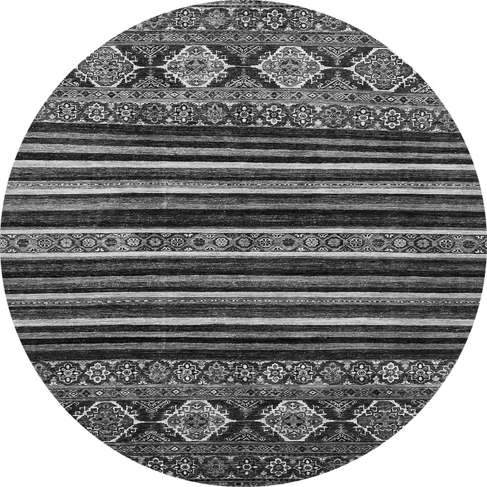 Round Machine Washable Abstract Gray Modern Rug, wshabs556gry