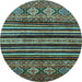 Round Abstract Light Blue Modern Rug, abs556lblu