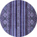 Round Machine Washable Abstract Blue Modern Rug, wshabs556blu