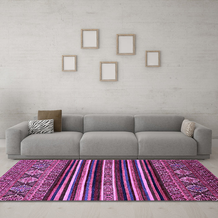 Machine Washable Abstract Purple Modern Area Rugs in a Living Room, wshabs556pur