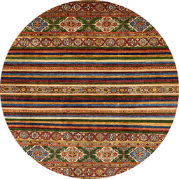 Round Machine Washable Abstract Saffron Red Rug, wshabs556