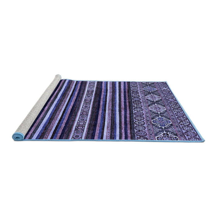 Sideview of Machine Washable Abstract Blue Modern Rug, wshabs556blu