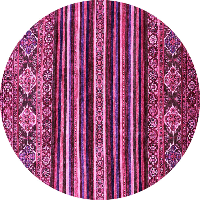Round Machine Washable Abstract Pink Modern Rug, wshabs556pnk