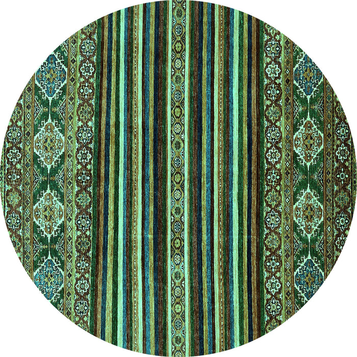 Round Machine Washable Abstract Turquoise Modern Area Rugs, wshabs556turq