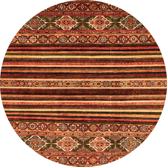 Round Machine Washable Abstract Orange Modern Area Rugs, wshabs556org