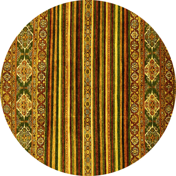 Round Machine Washable Abstract Yellow Modern Rug, wshabs556yw