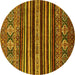 Round Machine Washable Abstract Yellow Modern Rug, wshabs556yw