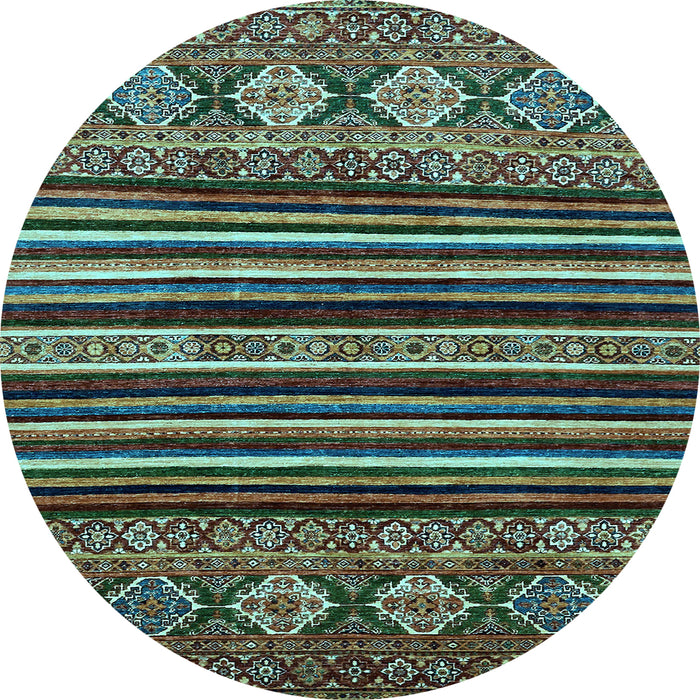 Round Machine Washable Abstract Light Blue Modern Rug, wshabs556lblu
