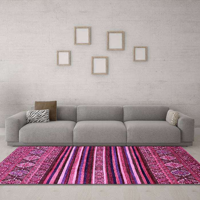 Machine Washable Abstract Pink Modern Rug in a Living Room, wshabs556pnk