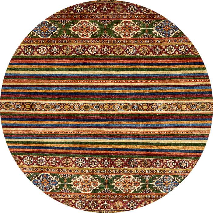 Round Abstract Saffron Red Modern Rug, abs556