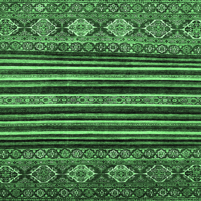 Square Machine Washable Abstract Emerald Green Modern Area Rugs, wshabs556emgrn