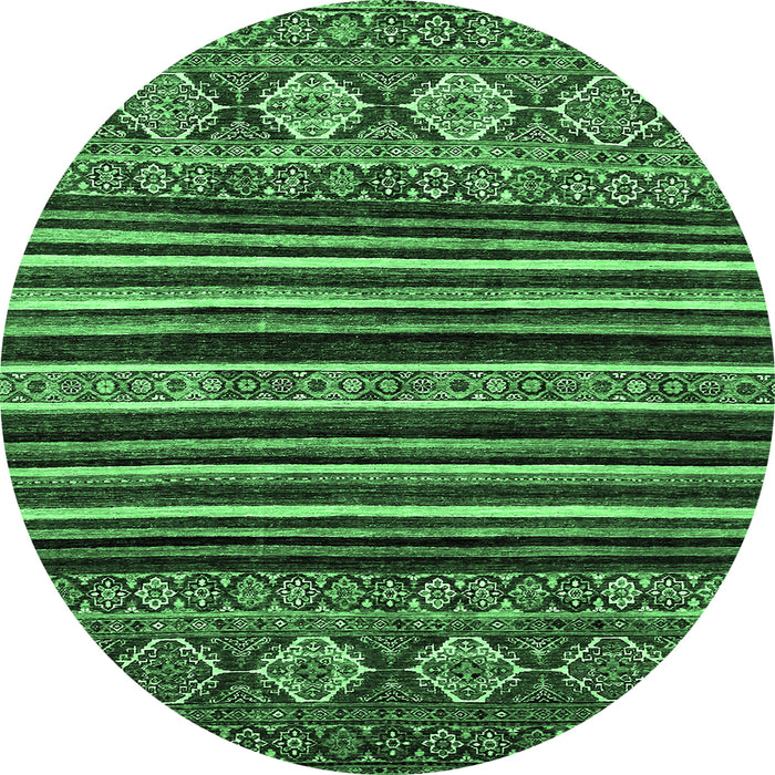 Round Abstract Emerald Green Modern Rug, abs556emgrn
