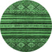 Round Abstract Emerald Green Modern Rug, abs556emgrn