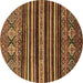 Round Abstract Brown Modern Rug, abs556brn