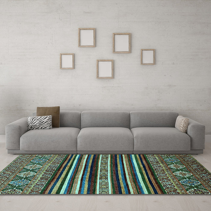 Machine Washable Abstract Light Blue Modern Rug in a Living Room, wshabs556lblu