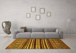 Machine Washable Abstract Yellow Modern Rug in a Living Room, wshabs556yw
