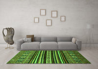 Machine Washable Abstract Green Modern Rug, wshabs556grn