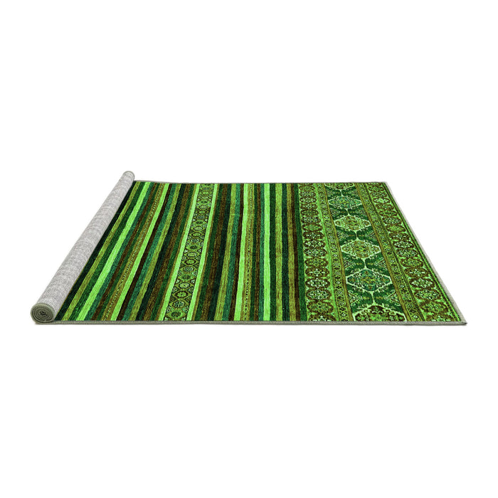Sideview of Machine Washable Abstract Green Modern Area Rugs, wshabs556grn