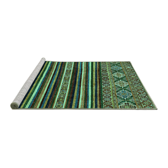 Sideview of Machine Washable Abstract Turquoise Modern Area Rugs, wshabs556turq
