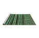 Sideview of Machine Washable Abstract Turquoise Modern Area Rugs, wshabs556turq