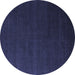 Round Abstract Blue Modern Rug, abs5570blu