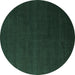 Round Machine Washable Abstract Turquoise Modern Area Rugs, wshabs5570turq