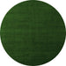 Round Machine Washable Abstract Green Modern Area Rugs, wshabs5570grn