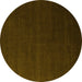 Round Abstract Yellow Modern Rug, abs5570yw