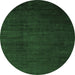 Round Abstract Emerald Green Modern Rug, abs5571emgrn