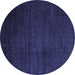 Round Machine Washable Abstract Blue Modern Rug, wshabs5571blu