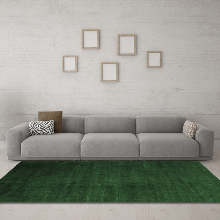 Machine Washable Abstract Emerald Green Modern Area Rugs in a Living Room,, wshabs5571emgrn