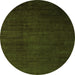 Round Machine Washable Abstract Green Modern Area Rugs, wshabs5571grn